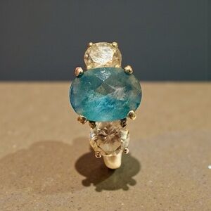 14kt EP CLEAR and Blue Gemstone Ring SIZE 7